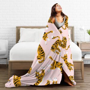 Tiger Blanket Cute Animal Super Soft Warm Bed Throw Blankets for Couch Bedroom Bedding Sofa Office Car Girls Boys Gifts, All Season Cozy Flannel Plush Blanket for Kids Adults, 50"X40"