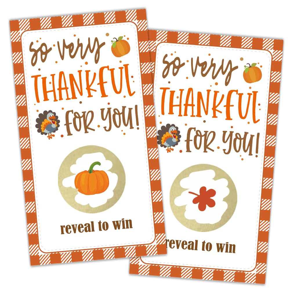 REWIDPARTY Fall Party Scratch Off Game Cards（32 PCS） Thankful for You Scratch Off Cards Thanksgiving Raffle Tickets Drawing Prizes for Family Kids Adults Thanksgiving Dinner Party Games Supplies