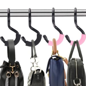 lotelf.com purse hanger for closet,unique s-shaped twist design sponge anti scratch bag hook,be used for handbags,purses, belts, clothes,pots,garage suspension tools (2 black+2 pink)