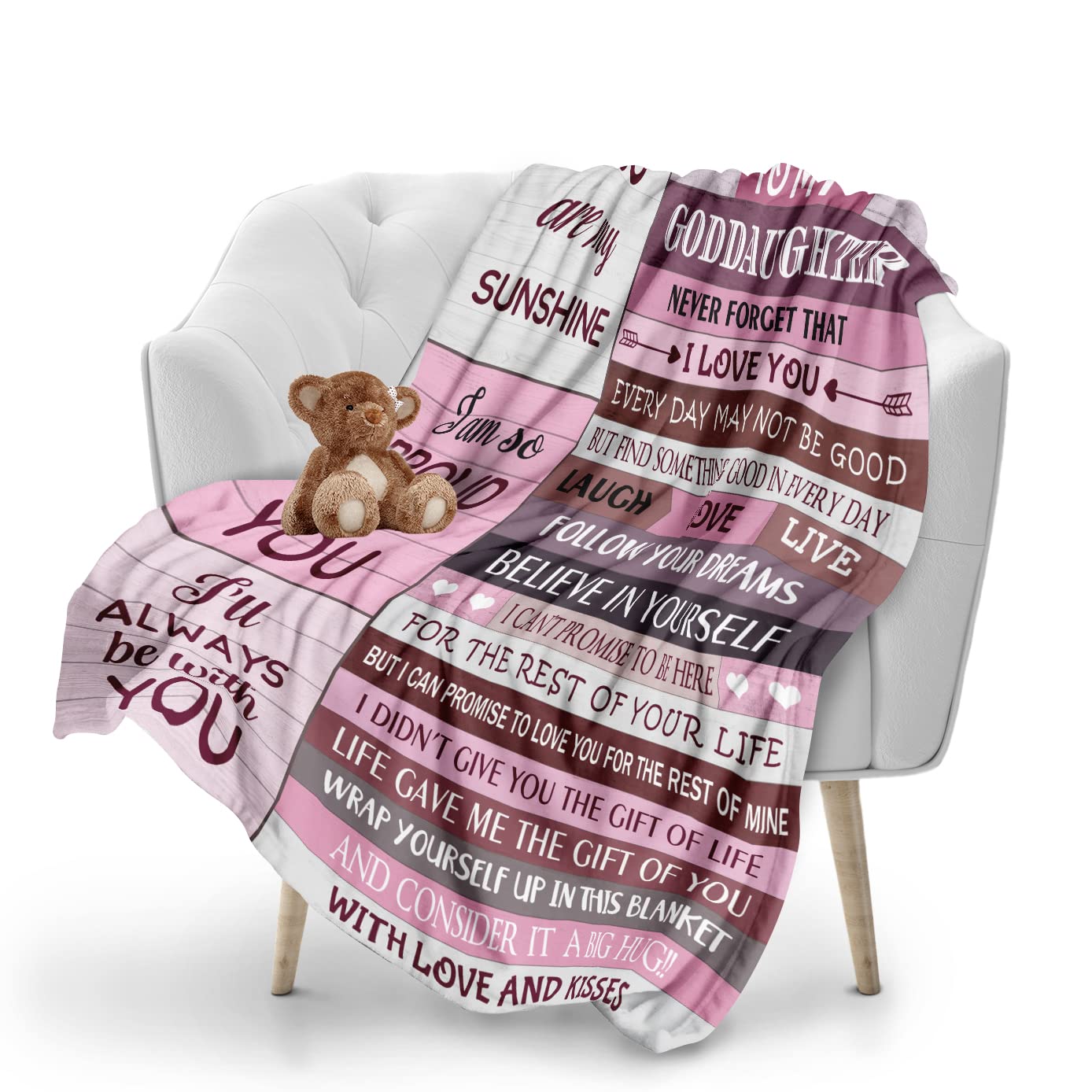 Pozevan Goddaughter Gifts from Godmother Godfather, Baptism Gifts for Girl, Birthday Gifts for Goddaughter, Goddaughter Baptism Gifts, God Daughter Gifts from Godmother, Blanket (60x50 Inches)