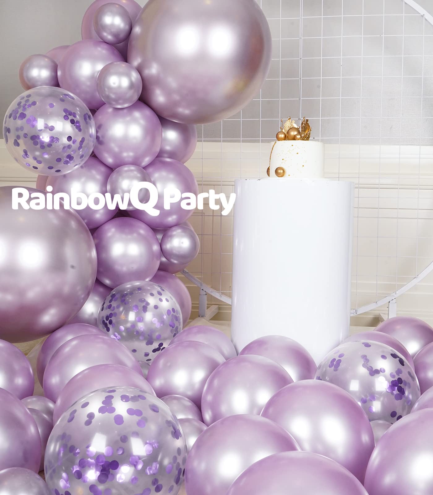 RainbowQ Party 55PCS Metallic Lavender Balloons Different Sizes 18/12/5 Inch Light Purple Shiny Latex Helium Balloons Garland Arch Kit for Anniversary Birthday Party Decorations