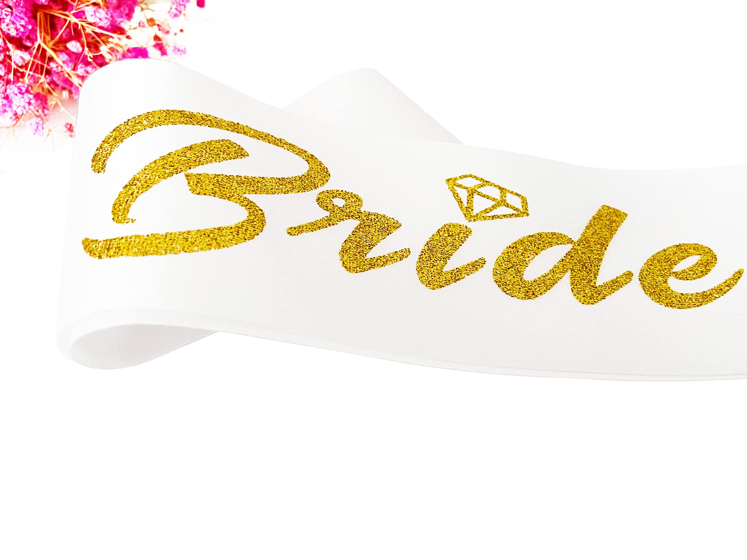 Bride and Groom to Be Sash Set, White and Black Satin Soft Sashes with Gold Glitter Letter for Bridal Shower Engagement Bachelorette Party Decorations Supplies