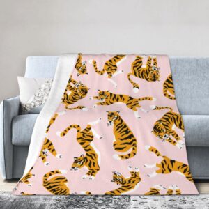 tiger blanket cute animal super soft warm bed throw blankets for couch bedroom bedding sofa office car girls boys gifts, all season cozy flannel plush blanket for kids adults, 50"x40"