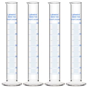 labasics 4-pack borosilicate glass 50 ml heavy wall graduated cylinder measuring cylinder