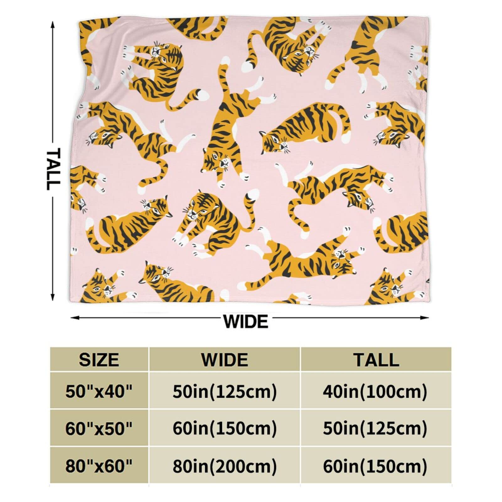 Tiger Blanket Cute Animal Super Soft Warm Bed Throw Blankets for Couch Bedroom Bedding Sofa Office Car Girls Boys Gifts, All Season Cozy Flannel Plush Blanket for Kids Adults, 50"X40"