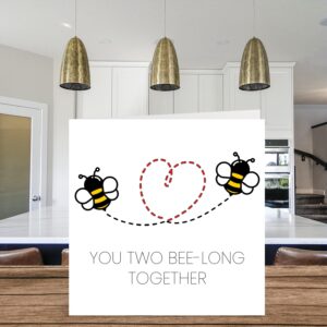 Wedding Cards for Bride and Groom - Bee-Long Together - Happy Wedding Day Cards Congratulations, Congrats Well Done Just Married Card, 5.7 x 5.7 Inch Marriage Wedding Greeting Cards for Couples