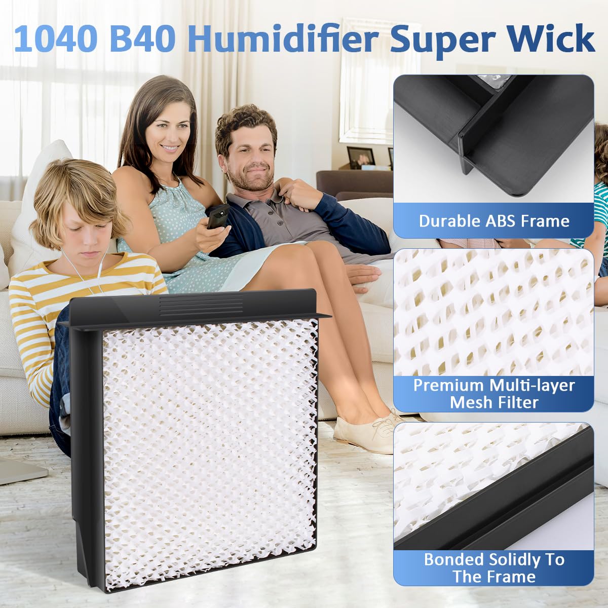 1040 Replacement Wick for AIRCARE Essick Air B40 B40-C Humidifier Wick Filter, Replaces 3D6100 5D6700 76D100 CM330ABLK CM330AWHT CM330DBLK CM330DWHT D46720 E35000 E27000 MA0300 MA0500-4 Pack