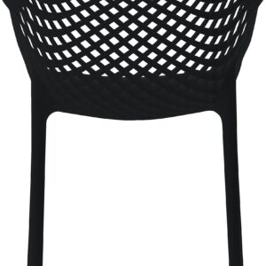 Meridian Furniture 329Black Modern | Contemporary Patio Dining Chair with Polypropylene Plastic, Weather Resisting for Indoor or Outdoor Use, Set of 4, 22.5" W x 24.5" D x 31.5" H, Black