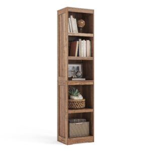 linsy home 5-shelf bookcase, narrow bookshelves floor standing display storage shelves 68 in tall bookcase home decor furniture for home office, living room, bed room - dark brown