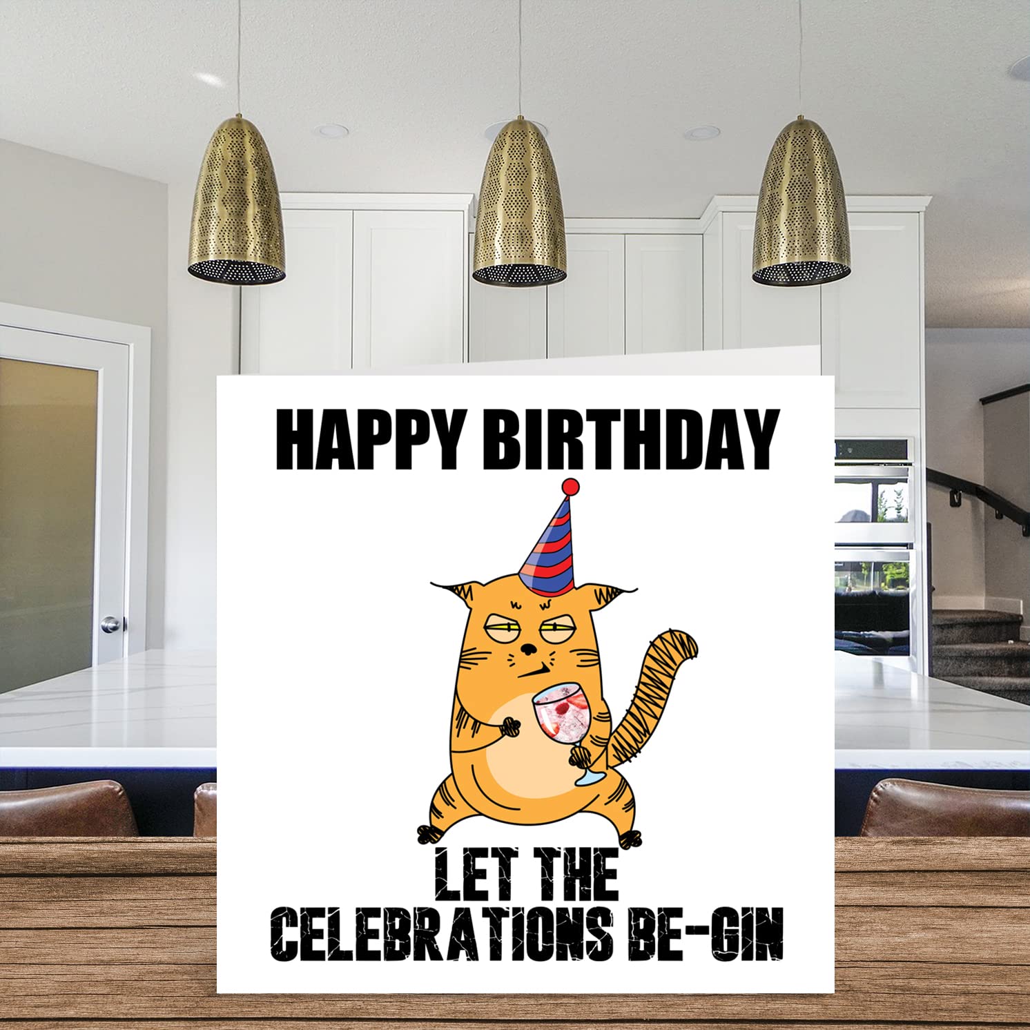 Funny Birthday Cards for Men Women - Be-Gin - Happy Birthday Card for Gin Lover Mom Dad Papa Pops Brother Sister Son Daughter Grandma Grandpa, 5.7 x 5.7 Inch Joke Humor Gin Gifts Bday Greeting Cards