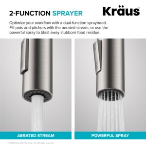 KRAUS Oletto™ Spot Free Stainless Steel Finish Dual Function Pull-Down Kitchen Faucet, KPF-2620SFS (Pack of 4)