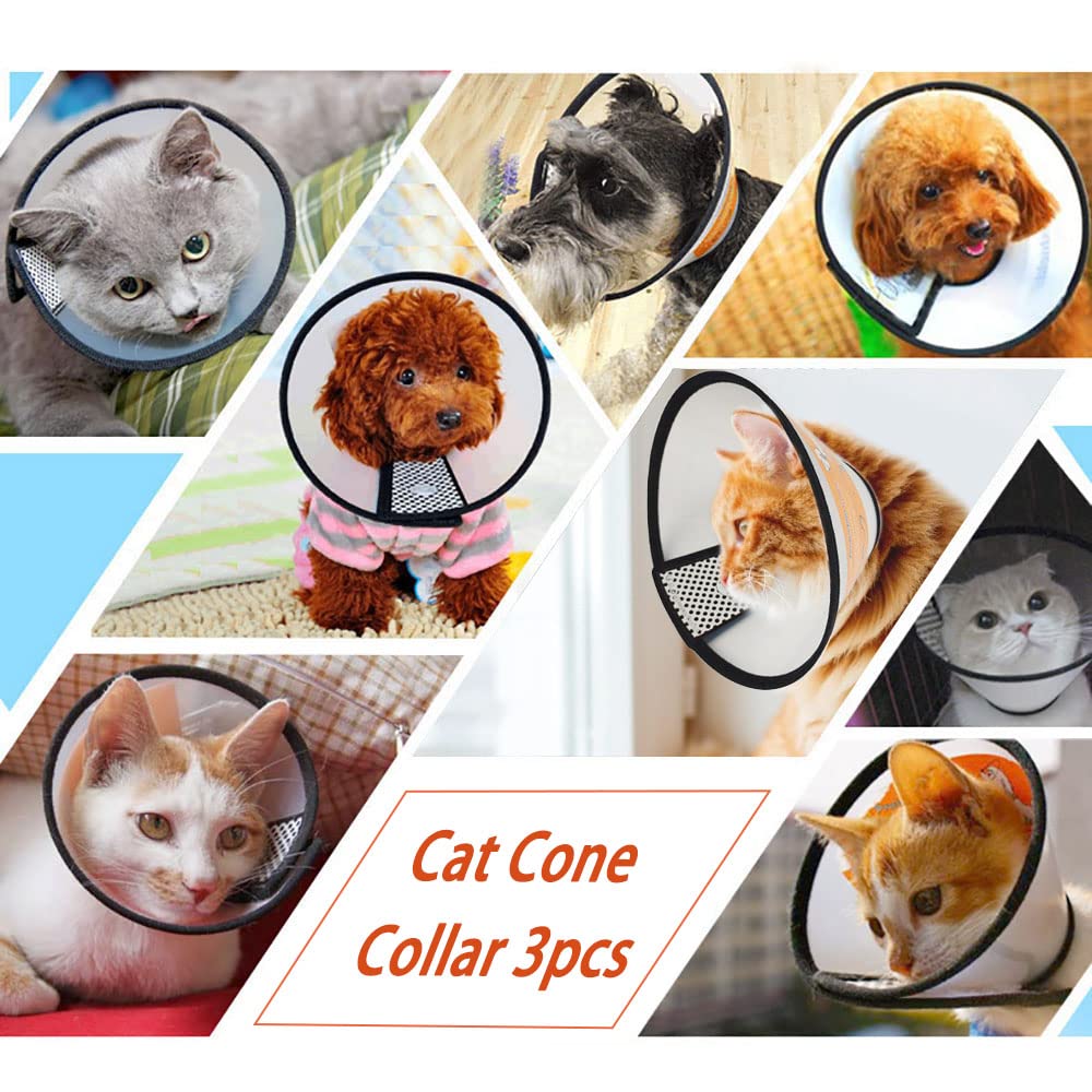 Konnfeir Cat Cone Collar 3PCS Adjustable Protective Collar for Pet Cat,Recovery E-Collar Wound Healing (3PCS)