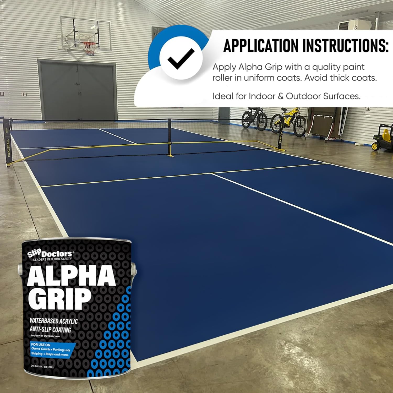 Alpha Grip Non-Slip Paint for Concrete & Asphalt – Non-Skid Coating Ideal for Striping Parking Lots, Playgrounds & Pavements (White, 1 Gallon)