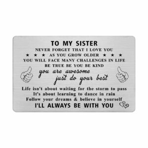 resdink sister gifts from brother, best sister birthday card, engraved wallet card for big sister, personalized christmas graduation card to my favorite sister, i love you sister gift ideas, little