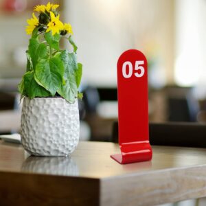 1-30 Table Numbers Restaurant Order Numbers Double Sided Acrylic Reception Number Stands Signs for Wedding Restaurant Seating Cafes Party Banquet (Red)