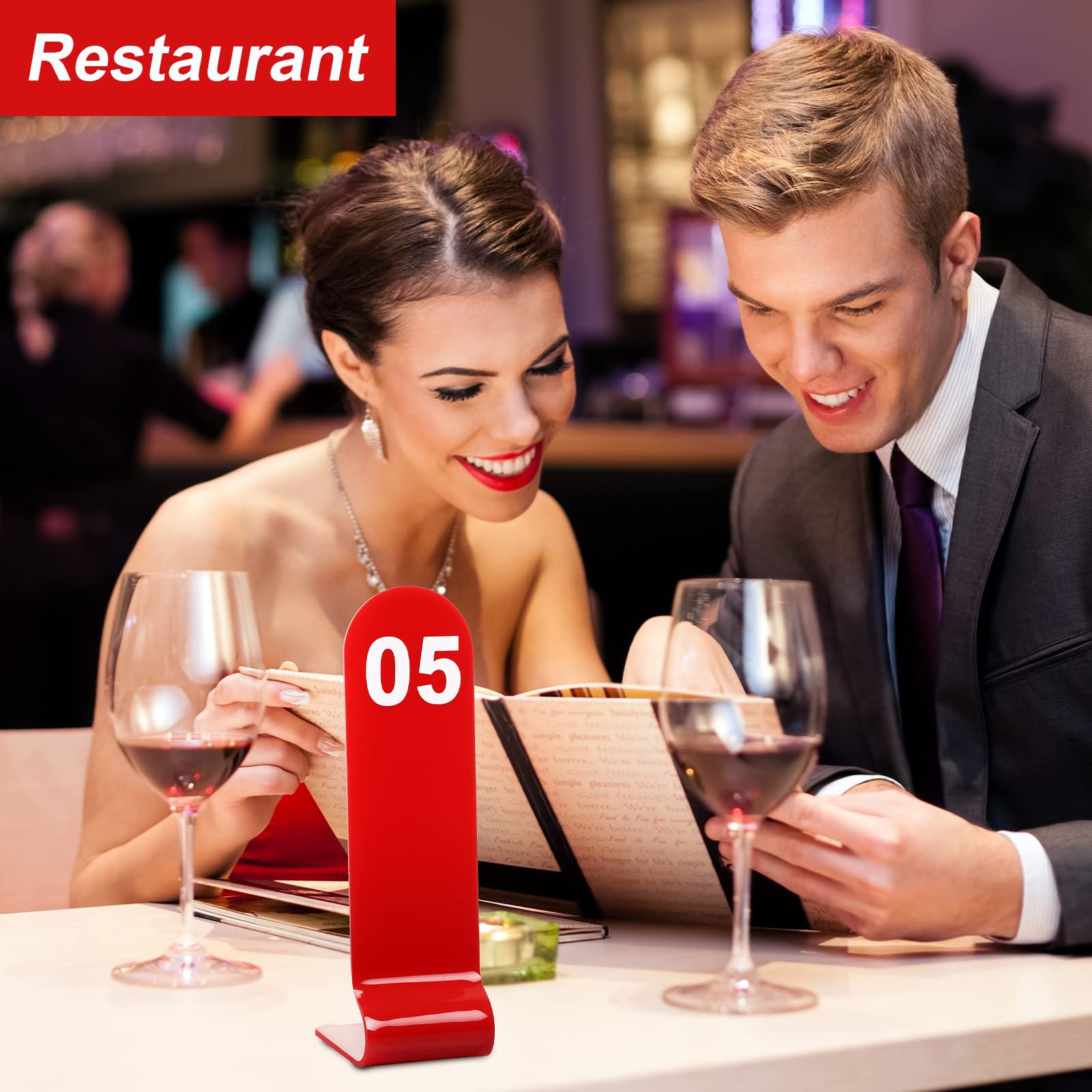 1-30 Table Numbers Restaurant Order Numbers Double Sided Acrylic Reception Number Stands Signs for Wedding Restaurant Seating Cafes Party Banquet (Red)