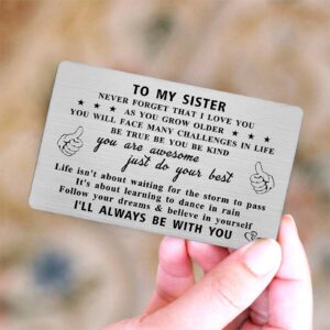 Resdink Sister Gifts from Brother, Best Sister Birthday Card, Engraved Wallet Card for Big Sister, Personalized Christmas Graduation Card to My Favorite Sister, I Love You Sister Gift Ideas, Little