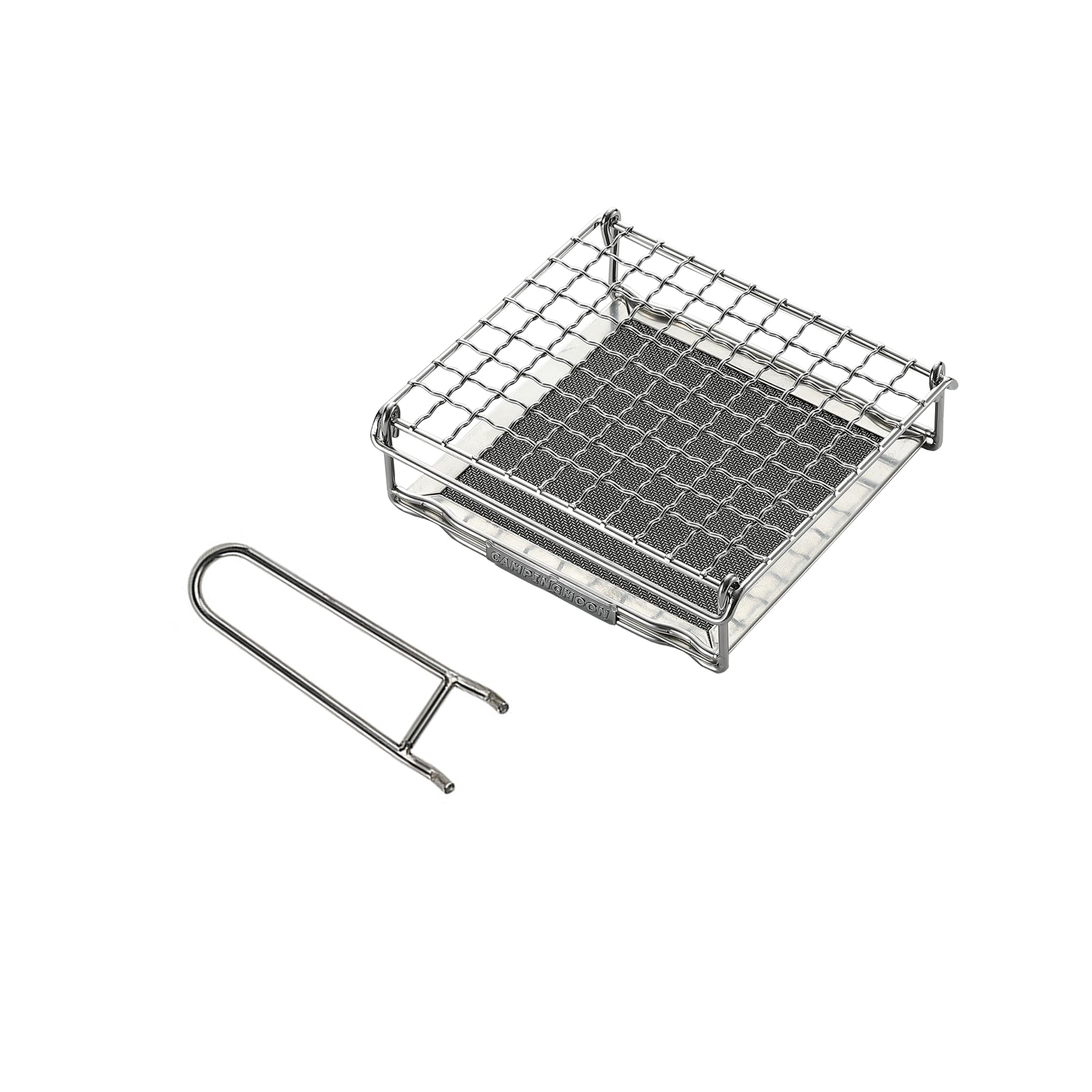 CAMPINGMOON Camping Toaster for Gas Stove Top Fire Grill Grid 304 Stainless Steel Bread Toasters Cooking Grill With Anti Scalding Mesh Fork Medium Size US-1615