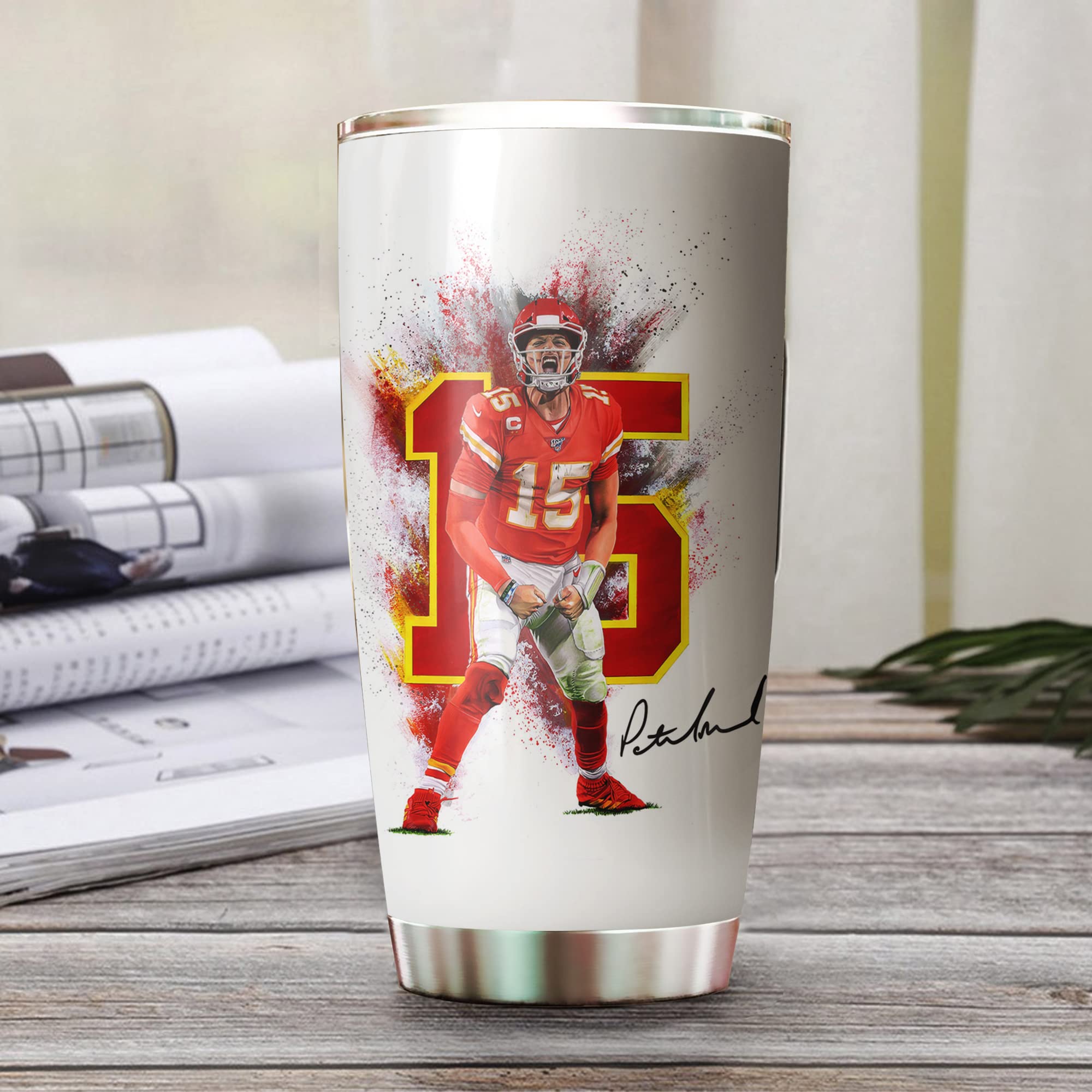 Teerabbit Patrick Mahomes II Tumbler - Go Big Or Go Mahomes - Coffee Tea Mug Insulated Tumbler With Lid - Birthday, Thanksgiving, Christmas Day Gifts For Football Fans - 20 Oz| Stainless Steel Mug