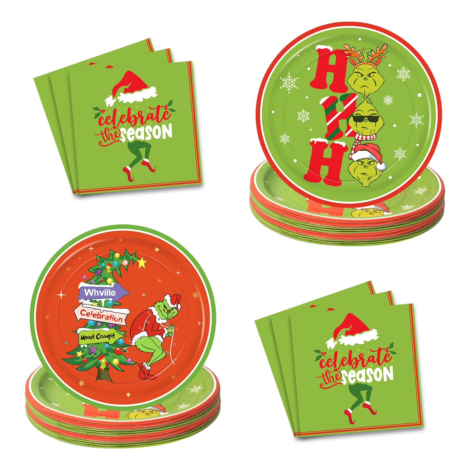 Christmas Party Plates and Napkins Table Decorations - 32 Pack Christmas Paper Plates Party Decorations Dinnerware Set for Xmas Holiday Birthday Baby Shower Party Favors, Serve 16