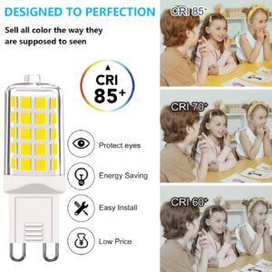 GOHDLAMP G9 LED Bulbs, 40 Watt Equivalent T4 Chandelier Light Bulb, 6000K Daylight White 450 Lumens, Bi-pin G9 Base Non-Dimmable, 4W LED Bulb 360 Degrees Beam Angle 5 Pack