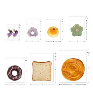 CinnanniC Small Adhesive Cellophane Bags 3x4 Clear Resealable Cello Bags 200pcs Tiny Self Stick Cello Bags 2mil for Bakery Favors Candle Soap Cookie Jewelry Earrings 10 Sizes to Choose from