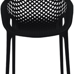 Meridian Furniture 329Black Modern | Contemporary Patio Dining Chair with Polypropylene Plastic, Weather Resisting for Indoor or Outdoor Use, Set of 4, 22.5" W x 24.5" D x 31.5" H, Black