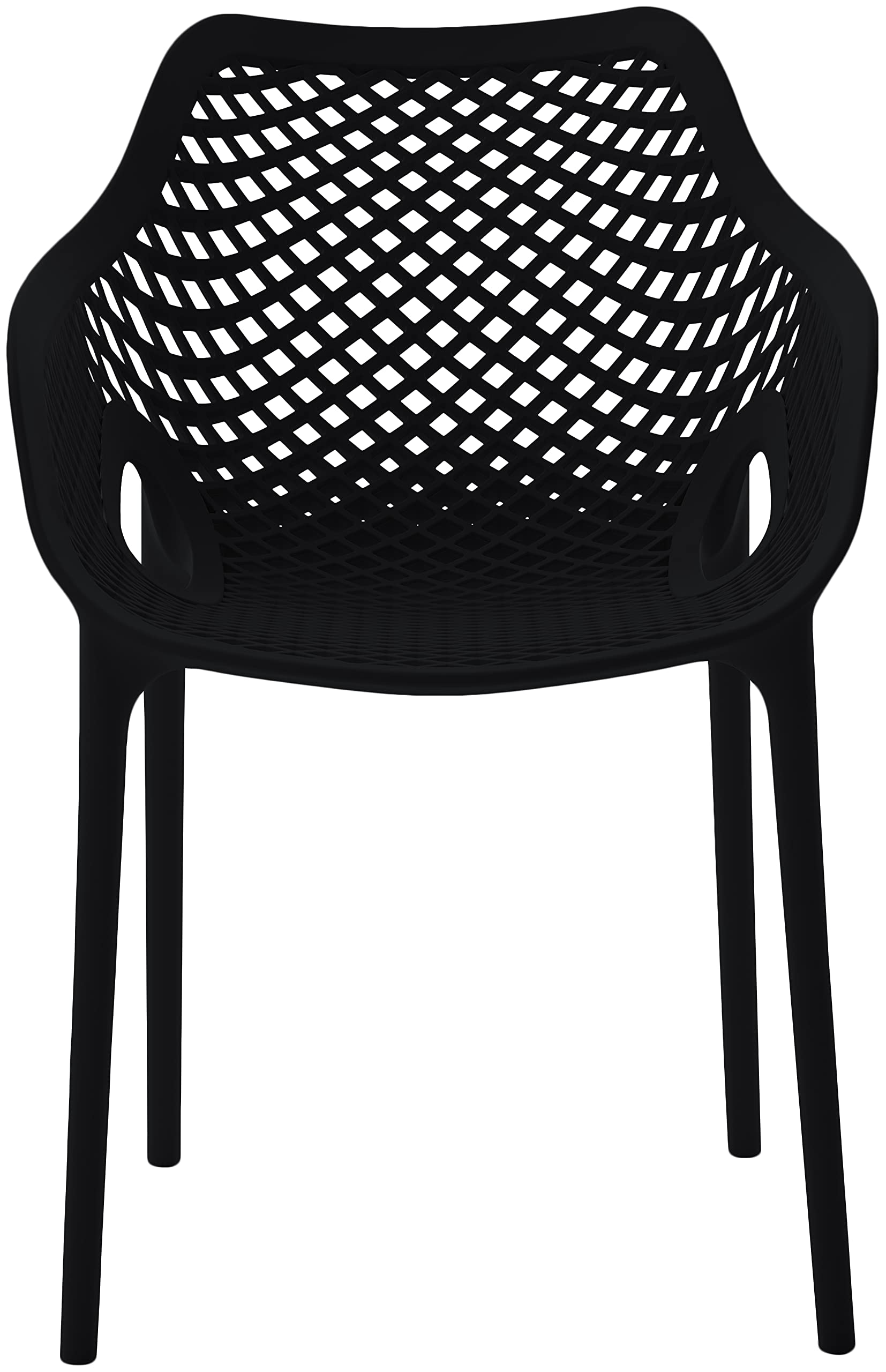 Meridian Furniture 329Black Modern | Contemporary Patio Dining Chair with Polypropylene Plastic, Weather Resisting for Indoor or Outdoor Use, Set of 4, 22.5" W x 24.5" D x 31.5" H, Black