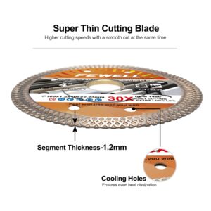 FEWELL 4.5 inch disc Super Thin 1.2mm Diamond Saw Blade, X-Teeth Diamond Dry/Wet Cutting Wheel Blade for Porcelain, Tile and Ceramic (1-Pack)