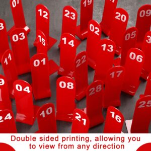 1-30 Table Numbers Restaurant Order Numbers Double Sided Acrylic Reception Number Stands Signs for Wedding Restaurant Seating Cafes Party Banquet (Red)