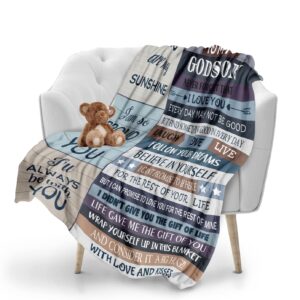 Pozevan Godson Gifts from Godmother, Godson Baptism Gifts for Boys, Godson Gifts, Birthday Christmas Easter Gifts for Godson, Godson Gifts from Godfather, God Son Gifts Blanket (60x50 Inches)