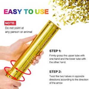 Confetti Cannon Gold Confetti Poppers Cannons 12 Pack Confetti Party Poppers Confetti Shooters Golden Confetti Cannon Bulk for Wedding Birthday Graduation Baby Shower Anniversary Christmas New Year's