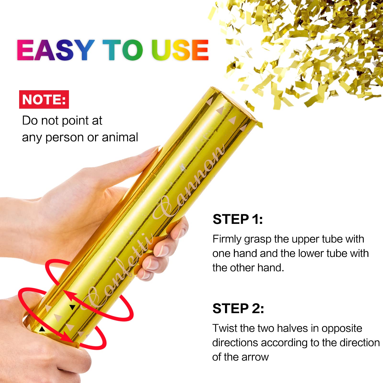 Confetti Cannon Gold Confetti Poppers Cannons 12 Pack Confetti Party Poppers Confetti Shooters Golden Confetti Cannon Bulk for Wedding Birthday Graduation Baby Shower Anniversary Christmas New Year's