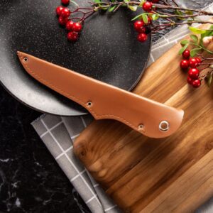 Blades Knife Push Button 5 Pcs Chef Knife PU Leather Knives Sleeves Knife Guards Universal Knife Cover Blade Case for Home Kitchen Universal Filet Knife 8 Inch