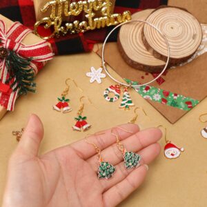 SANNIX 110Pcs 55 Pairs Christmas Charms Gold Enamel Jewelry Pendants for Xmas Earring Bracelet Necklace Craft Making