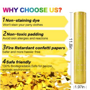 Confetti Cannon Gold Confetti Poppers Cannons 12 Pack Confetti Party Poppers Confetti Shooters Golden Confetti Cannon Bulk for Wedding Birthday Graduation Baby Shower Anniversary Christmas New Year's