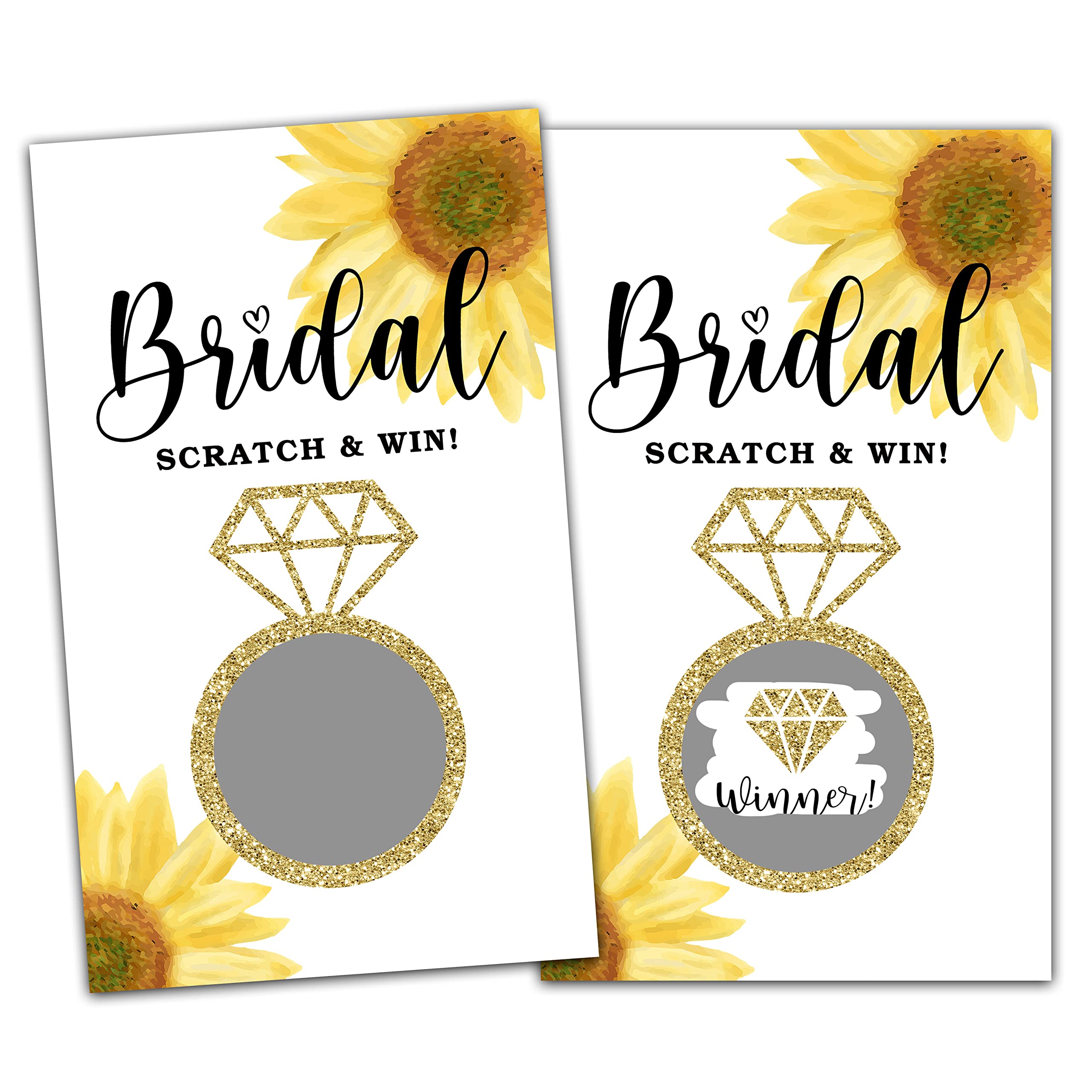 Bridal Shower Scratch Off Games, Bridal Shower Decorations, Sunflower Floral Bridal Raffle Lottery Tickets Cards for Bridal Shower Bachelorette Party Wedding Engagement Party, Set of 50 Cards (a13)