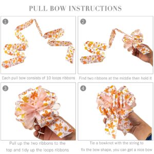 WRAPAHOLIC 18 Pcs Autumn Gift Pull Bows Assortment - 5 Inches Diameter Pull String Bows for Christmas, Holiday, Party Favors, Decor