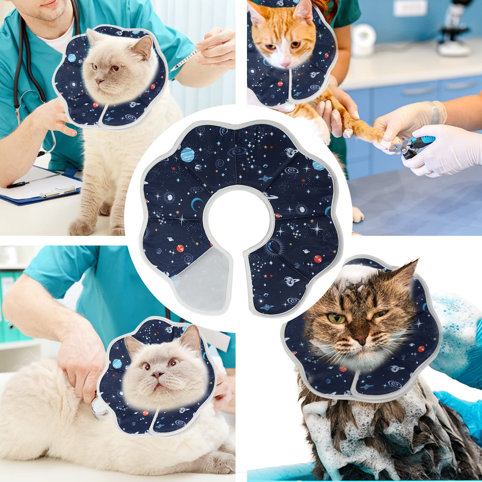 WPLQGL Cat Cone Collar Soft, Cat Cones After Surgery, Recovery Collars, Waterproof, Soft, Size Adjustable,Suitable for Bathing, Grooming, Preventing Scratching and Licking (M (Neck:9-11 in))