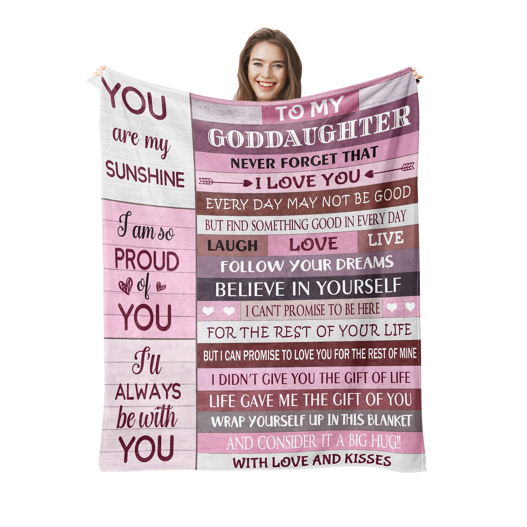 Pozevan Goddaughter Gifts from Godmother Godfather, Baptism Gifts for Girl, Birthday Gifts for Goddaughter, Goddaughter Baptism Gifts, God Daughter Gifts from Godmother, Blanket (60x50 Inches)