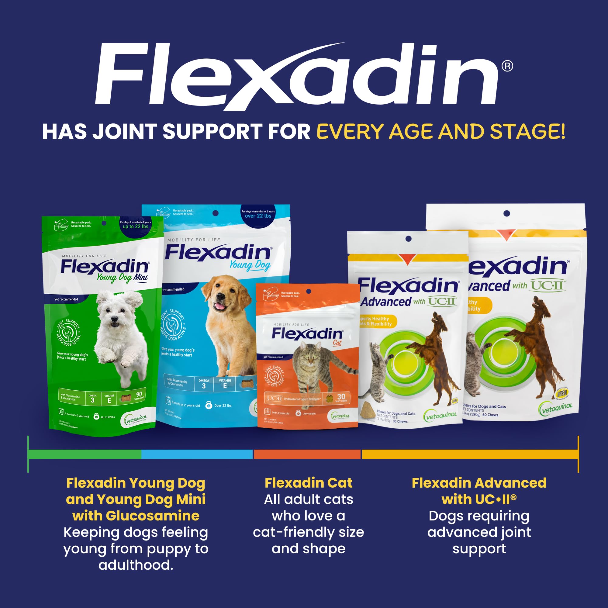 Vetoquinol Flexadin Hip and Joint Supplement with Glucosamine for Dogs, Joint Support Chew with Green-Lipped Mussel and MSM, 90-Count