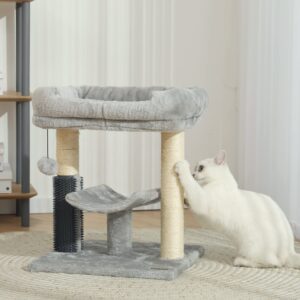 Hoopet cat Tree Tower,cat Scratching Post for Indoor Cats,Featuring with Super Cozy Perch,Cat Self Groomer and Interactive Dangling Ball Great for Kittens and Cats