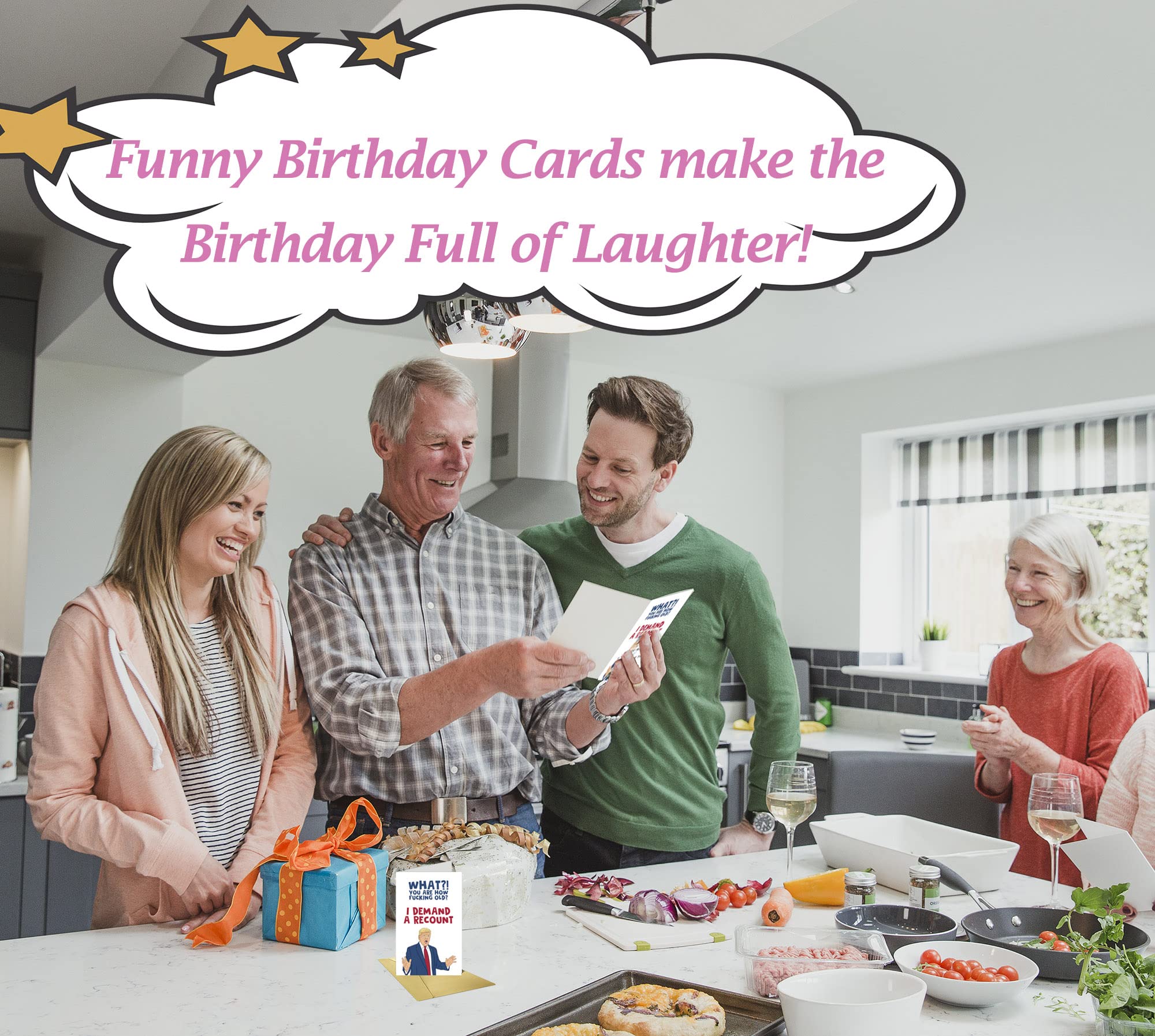 DASLET Funny Birthday Card for Men Women, Happy 30th 40th 50th 60th 70th Birthday Cards for Husband Wife Brother Sister Grandma Grandpa with Stickers and Envelopes