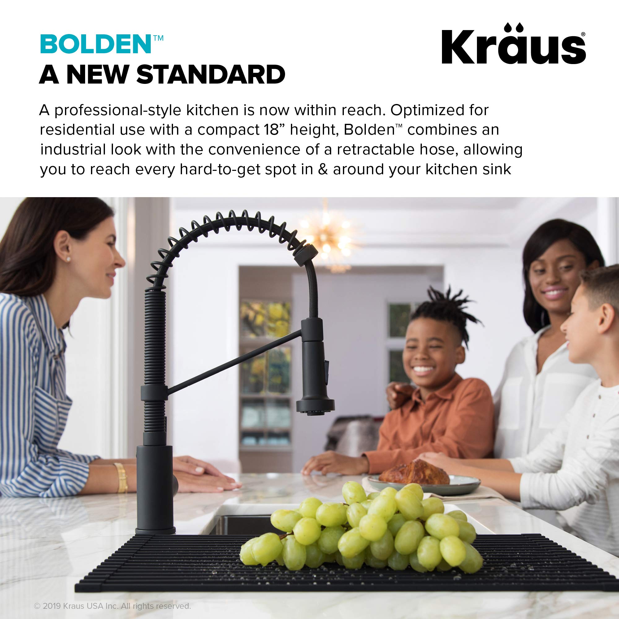 KRAUS Bolden 18-Inch Single Handle Commercial Style Pull-Down Kitchen Faucet with Dual Function Sprayer in Stainless Steel, KPF-1610SS (Pack of 4)