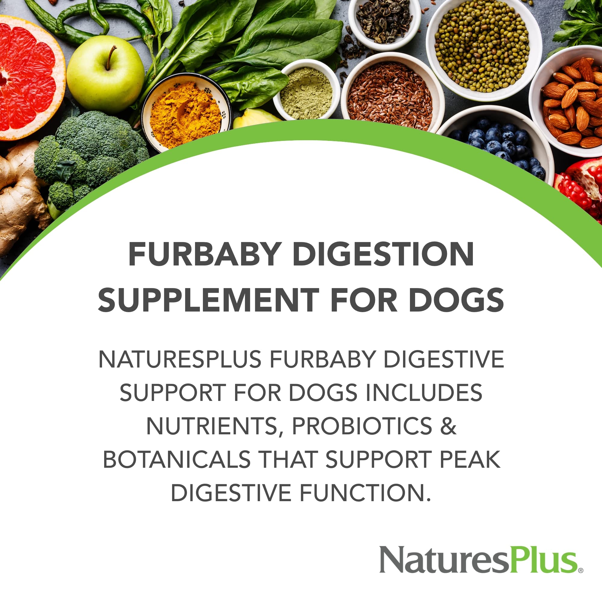 Natures Plus FurBaby Digestive Support for Dogs - 7.4 oz - Promotes Optimal Digestion - Non-GMO - 60 Servings