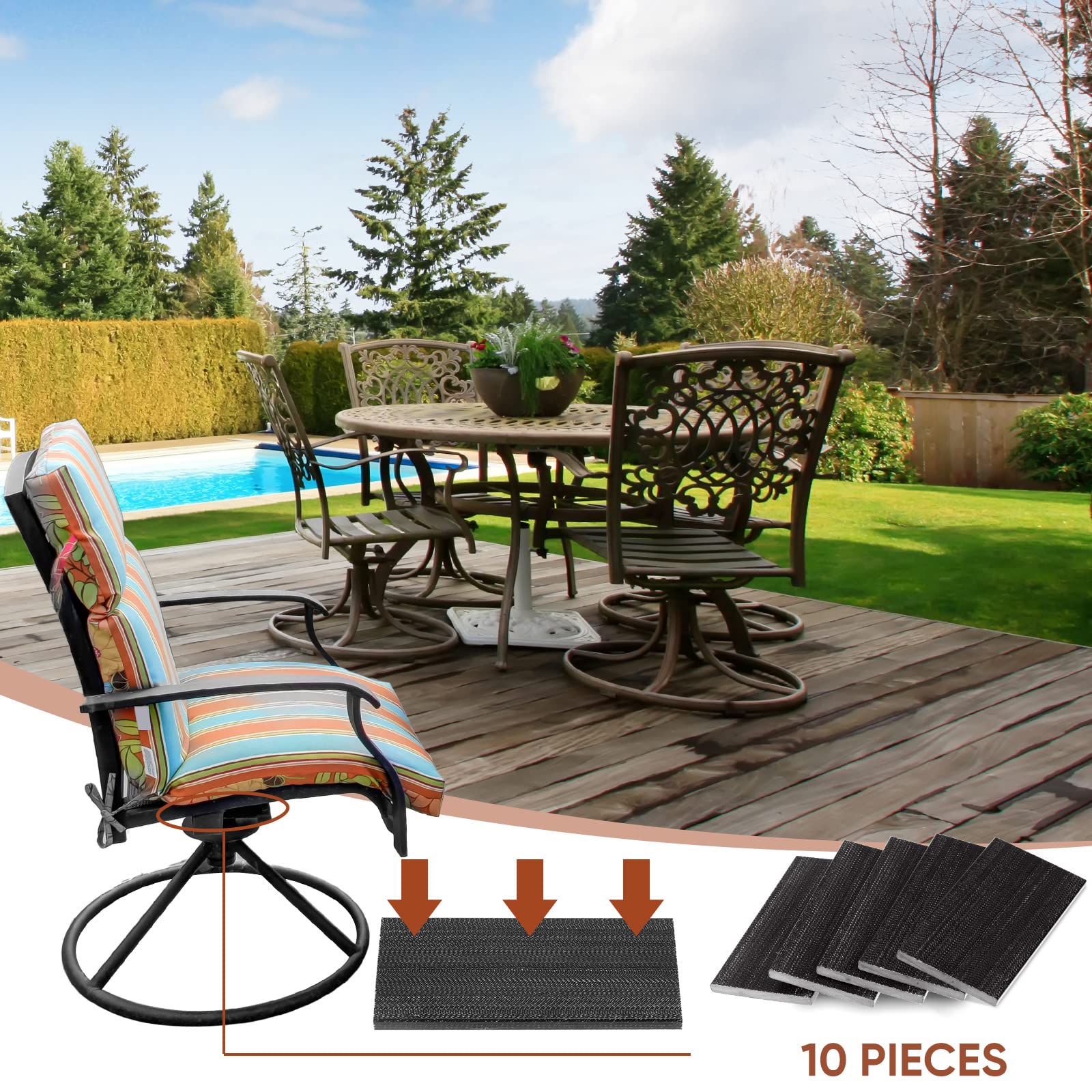 Patio Chair Spring Plates Swivel Rocker Chair Fiberglass Spring Plates Patio Rocking Chair Spring Plate Replacement Parts for Universal Outdoor Patio Furniture, 5 x 2.5 x 0.25 Inch (Black, 10 Pieces)