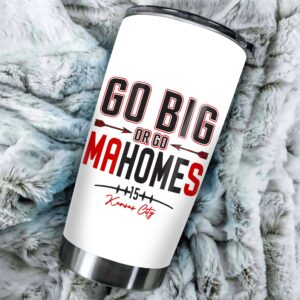 Teerabbit Patrick Mahomes II Tumbler - Go Big Or Go Mahomes - Coffee Tea Mug Insulated Tumbler With Lid - Birthday, Thanksgiving, Christmas Day Gifts For Football Fans - 20 Oz| Stainless Steel Mug