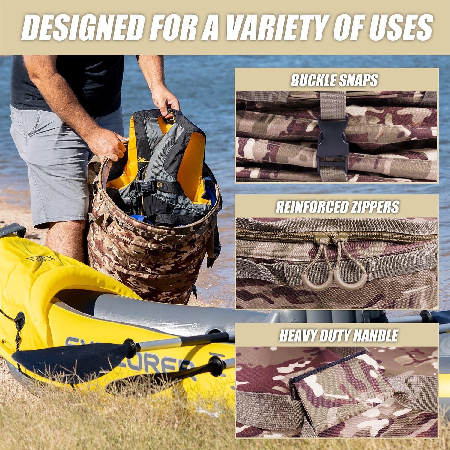 OFFGRID Collapsible Trash Can Storage Bin Pop-Up Reusable Outdoor Travel - Camouflage