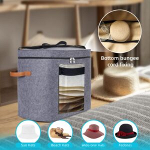 Munskine Huge Hat Boxes For Women Storage Foldable Hat Storage Boxes with Shoulder Strap & 2 Handles - Hat Boxes With Lids - Hat Box With Dustproof Lid Storage Boxes - Light Grey