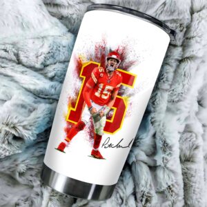 Teerabbit Patrick Mahomes II Tumbler - Go Big Or Go Mahomes - Coffee Tea Mug Insulated Tumbler With Lid - Birthday, Thanksgiving, Christmas Day Gifts For Football Fans - 20 Oz| Stainless Steel Mug